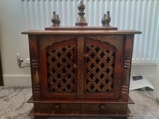 Wooden Temple Indian Hand Painted Brown Hindu GOD Pooja Mandir