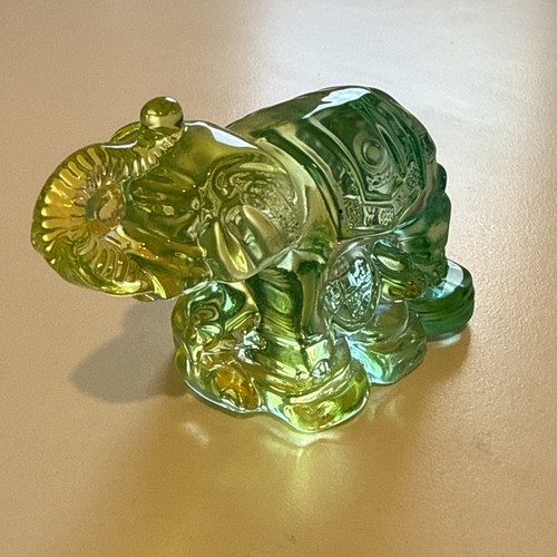 Green yellow glass elephant - green, &