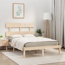 Brown Solid Pine Wood Bed