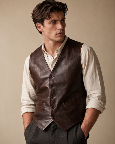 Men genuine leather vest - men,