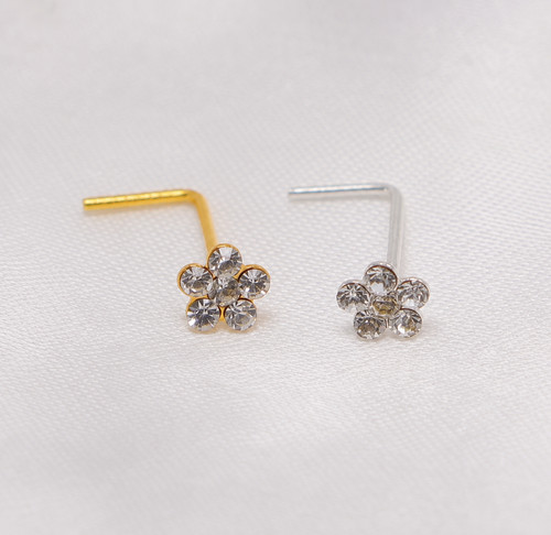 Silver and gold nose stud - gold,