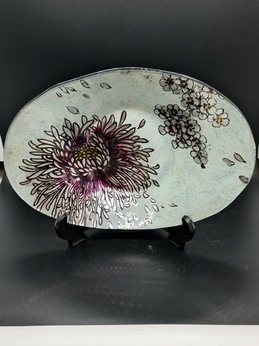 Vintage painted glass - glass, plate