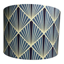 Art Deco Fan Indigo Fabric