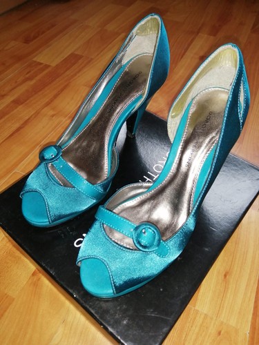 Teal blue green heel peep - blue,