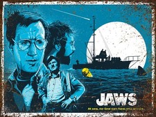 Movie Poster Jaws Film Memorabilia Metal Sign Retro Cinema Classic Man Cave Bar