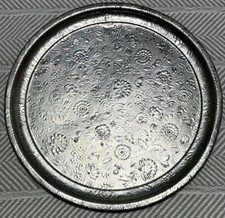 Textured tea tin round platter - textured,