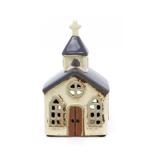 Ceramic church tealight holder - ceramic,