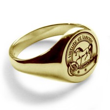 9ct Yellow Gold Laser YOUR Engraved Family Crest Signet Rings Round Fully UK HM