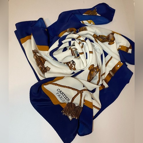 Cartier blue and white scarf - cartier,