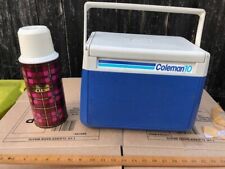 Vintage Coleman 10 Cool Box 2Cup Holders In The Lid+ Vintage Metal Thermos Flask