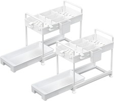 SOLEJAZZ 2-Tier Under Sink Organizer Sliding Bathroom Cabinet Storage 2 pack