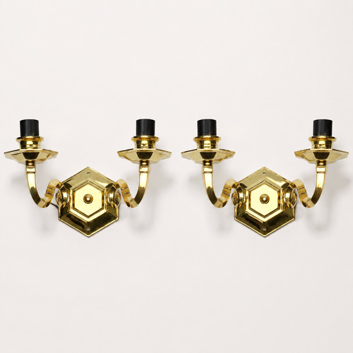 Pair vintage brass - pair, lights