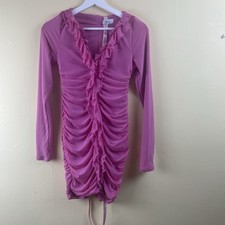 Oh Polly  Pink Ruched Ruffle