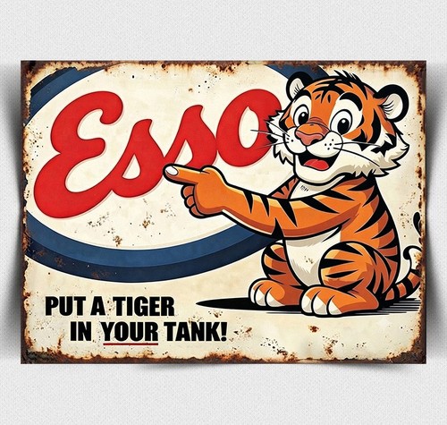 Metal sign esso - metal, oil