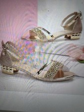 Women’s Rhinestone Decor Chunky Hill Sandals,Fashion Open Toe Dress Pumps 