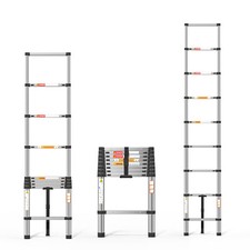 Stainless Steel Telescopic Extension Loft Ladder Non-Slip Collapsible 8.5ft/2.6m