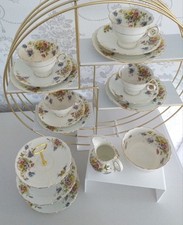 loved and used tea set for 4 with cake stand,atlas china, beautiful floral spray