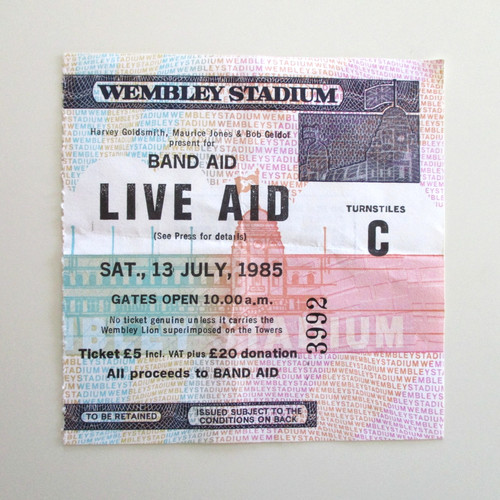Live aid concert ticket 1985 - aid,