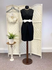 Sarah Bernshaw Black With White Bow Trim Cocktail Dress