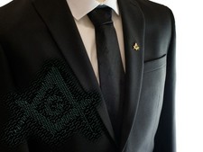 Freemasons Masonic Black Tie with Discreet Square and Compass Design "G"