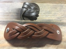 Leather Scout Woggle - Double Leather plaited Scout Woggle With Press Stud. 
