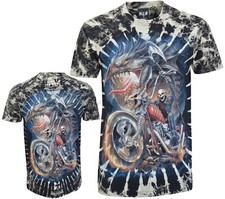 Tie Dye T-Shirt Grim Reaper Vintage Motorcycle Fiery Dragon Glow in Dark by Wild