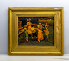 Antique Crystoleum framed