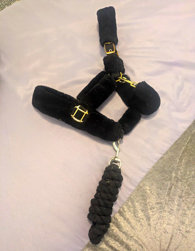 Black fluffy headcollar and - black,