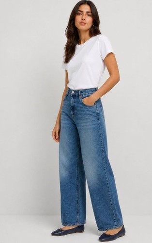 Mid rise barrel jeans - m&s,