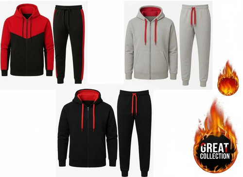 Men fleece tracksuit - tracksuit, set