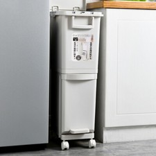 Slim Narrow Kitchen Gap Rubbish Bin Mobile Recycle Waste Pedal Bins with Wheels