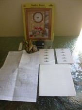 Counted Cross Stitch Clock Kit DMC Smiley Bears K569 AVO 8x10" Avon Cosmetics