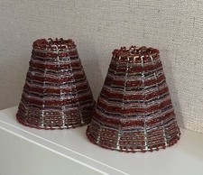 Vintage Boho Votive Tealight Candle Lamp Shades Beaded Red gold Shabby unusual