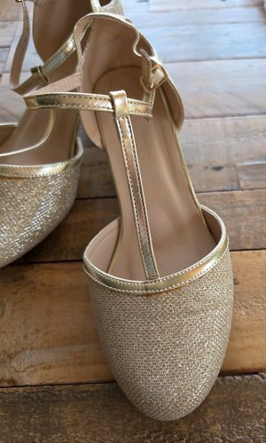 Jdw gold low heel - gold,