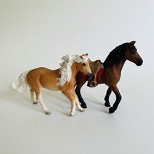 Schleich Horses Bundle X2 Toy Model Horse Figures With Saddle