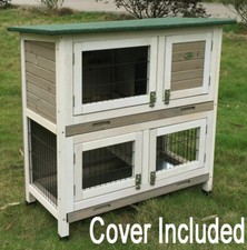 Rabbit hutch grey rain cover included roger 2 tier double decker