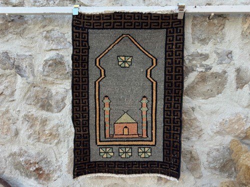 Hand woven vintage rug 2x3 - hand-woven,