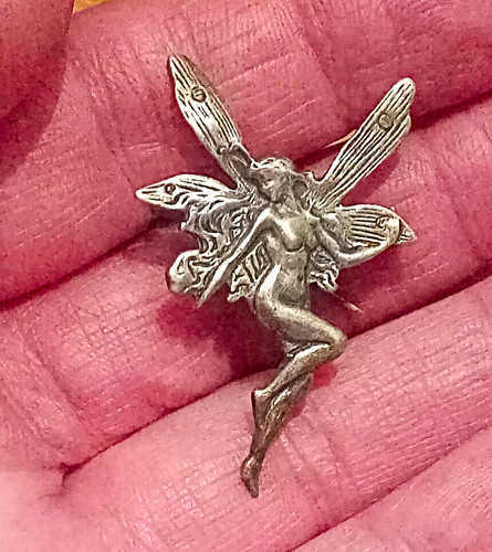 Sterling silver fairy - silver, brooch
