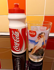 coca cola pint glass & water