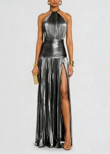 Women ruched backless zip maxi - women,
