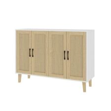 Buffet Storage Cabinet with Rattan Decorating Living Room Wood Kitchen Sideboard