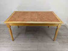 DINING TABLE Beech Wood Terracotta Tile Tabletop Detachable Legs FREE DELIVERY