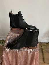 JOULES Westbourne Chelsea Boots Ankle UK 8 EU42  Black Croc Leather NEW FREEPOST