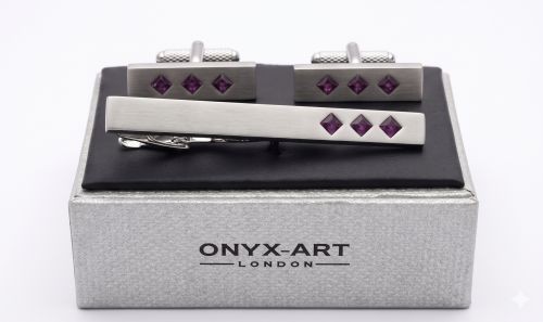 Amethyst crystal tie clip and - crystal,