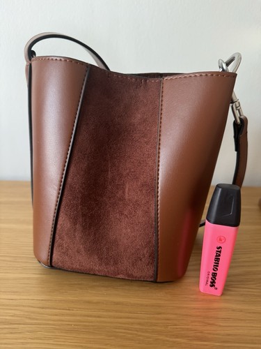 Brown faux leather tote - leather,