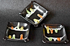 Set 3 West German Stoneware Fat Lava Ash Trays