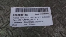 ABS PUMP   RANGE ROVER EVOQUE LAND ROVER BJ32-2C405-AE 2011-2019 2.2L 