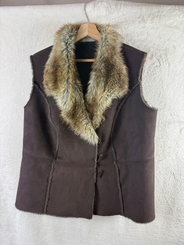 Brown faux suede shearling - m&s,