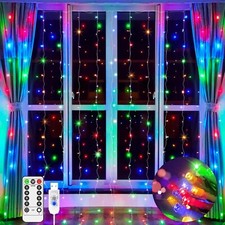 Jxledyy Christmas Curtain Lights Fairy 200 Multicoloured Led 2m x 2m USB Power