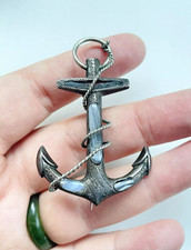 Antique Victorian Scottish Sterling Silver Montrose Agate Anchor Brooch Pin 2.25